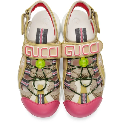 Shop Gucci Beige Tinsel Sandals In 8510 Loess