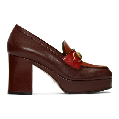 Shop Gucci Burgundy And Red Houdan Horsebit 85 Heels In 6480 Red