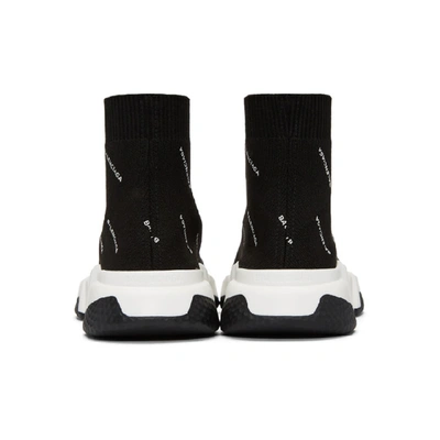 Shop Balenciaga Black All-over Logo Speed High-top Sneakers In 1006 Black/