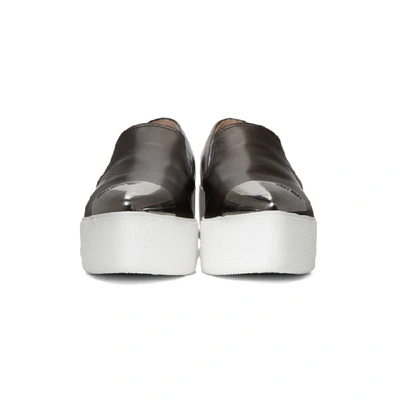 Shop Miu Miu Black Toe Cap Platform Slip-on Sneakers