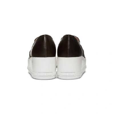 Shop Miu Miu Black Toe Cap Platform Slip-on Sneakers