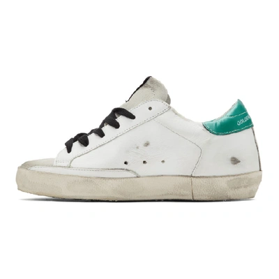 Shop Golden Goose White And Green Superstar Sneakers