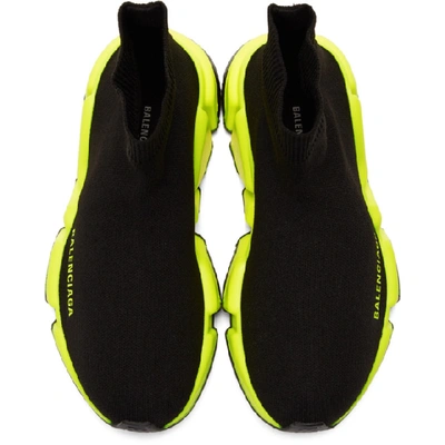 Shop Balenciaga Black And Yellow Speed Sneakers