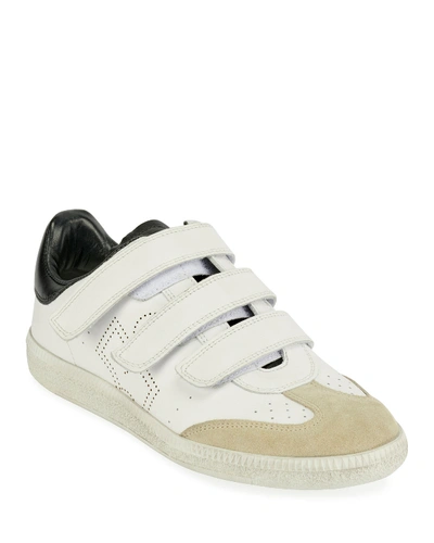 Shop Isabel Marant Beth Grip Strap Sneakers In White