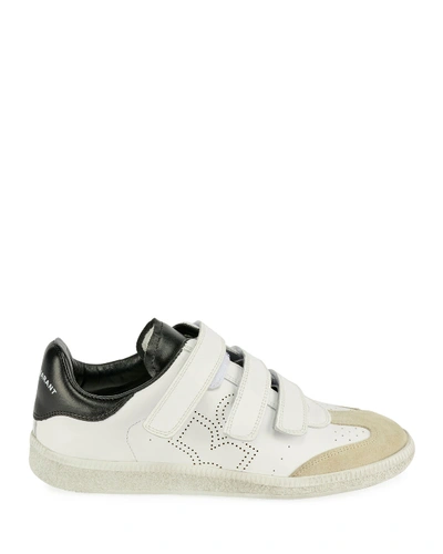 Shop Isabel Marant Beth Grip Strap Sneakers In White