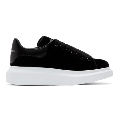 Shop Alexander Mcqueen Black And White Velvet Oversized Sneakers In 1000 Black