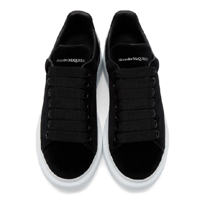Shop Alexander Mcqueen Black And White Velvet Oversized Sneakers In 1000 Black