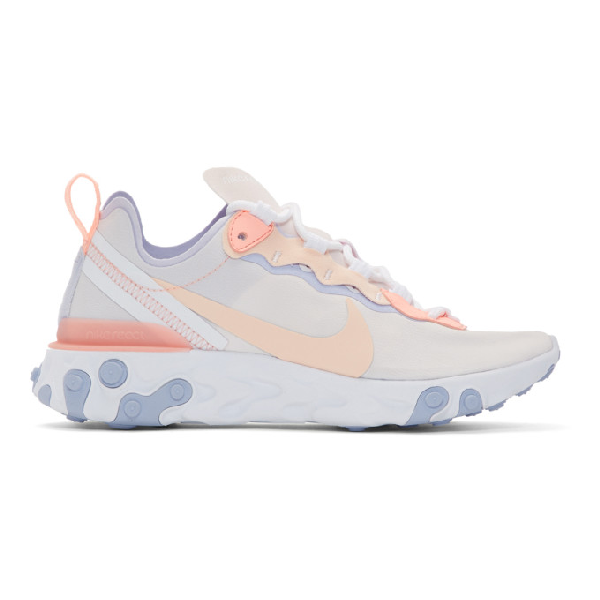 Nike Women's React Element 55 Sneaker In Pale Pink/ Coral/ Purple | ModeSens