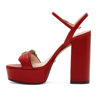 Shop Gucci Red Gg Platform Sandals In Hibiscus Red