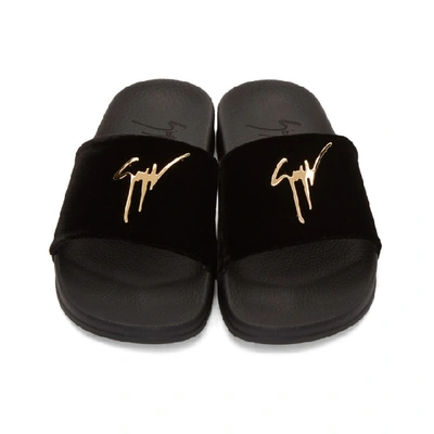 Shop Giuseppe Zanotti Black Velvet Laburela 10 Sandals