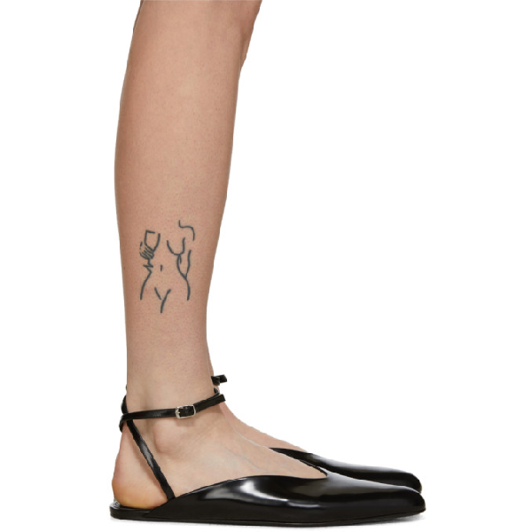Balenciaga Ankle-strap Patent Leather Flats In 1000 Black | ModeSens