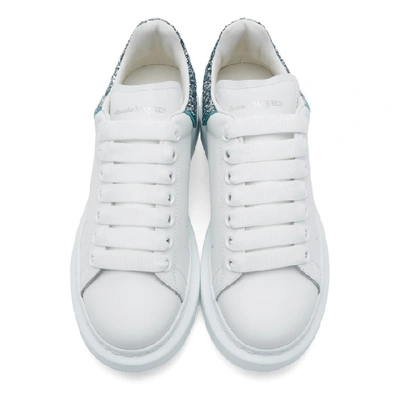 Shop Alexander Mcqueen White & Blue Glitter Oversized Sneakers In 9123 Wt/blu