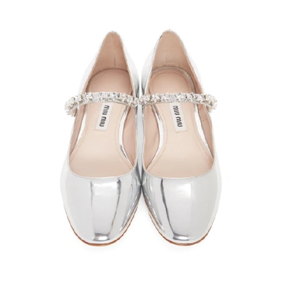 MIU MIU 银色金属感芭蕾平底鞋