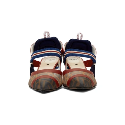 Shop Fendi Navy And Red Colibri Slingback Heels In F15v2 Navy