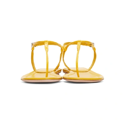 Shop Prada Yellow Patent T-strap Sandals