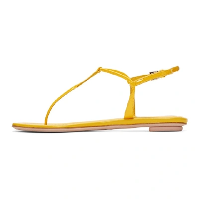 Shop Prada Yellow Patent T-strap Sandals