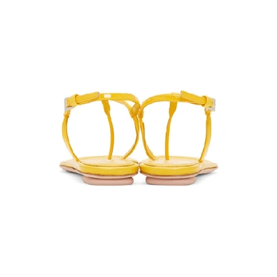 Shop Prada Yellow Patent T-strap Sandals