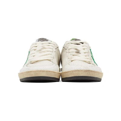 Shop Golden Goose White And Green Ball Star Sneakers