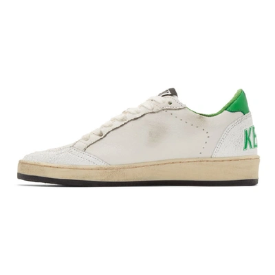 Shop Golden Goose White And Green Ball Star Sneakers