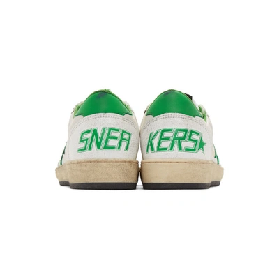 Shop Golden Goose White And Green Ball Star Sneakers