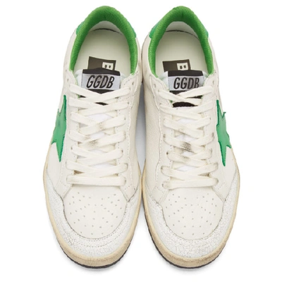 Shop Golden Goose White And Green Ball Star Sneakers