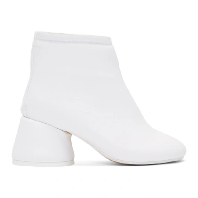 Shop Mm6 Maison Margiela White Padded Ankle Boots In T1002 White