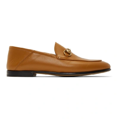 Shop Gucci Tan Strawberry Brixton Loafers In 2202 Cognac