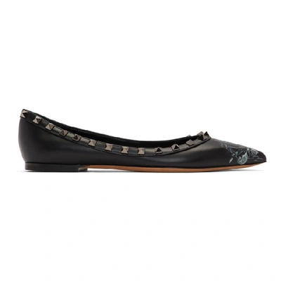 Shop Valentino Black  Garavani Undercover Edition Rockstud Ballerina Flats In 0no Nero-gr