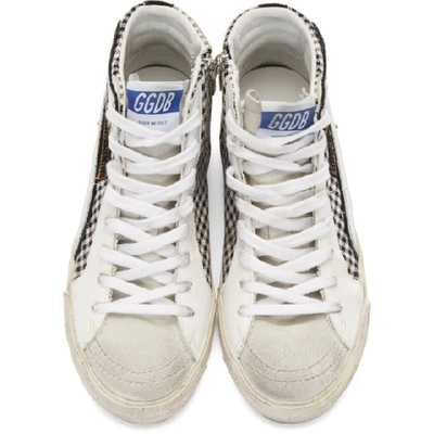 Shop Golden Goose White Check Slide Sneakers In Black/white