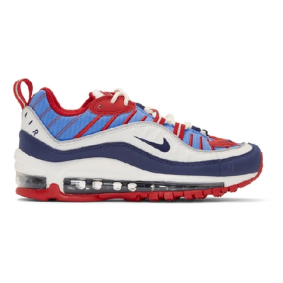 Shop Nike White & Blue Air Max 98 Sneakers In 112 Summit