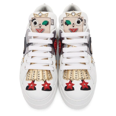 Shop Prada White Robot Platform Sneakers