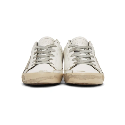 Shop Golden Goose White And Navy Superstar Sneakers