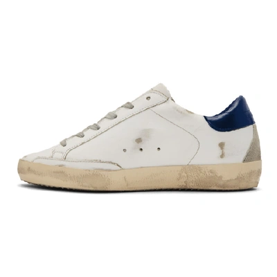 Shop Golden Goose White And Navy Superstar Sneakers