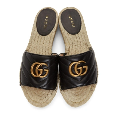 Shop Gucci Black Charlotte Espadrille Sandals In 1000 Black