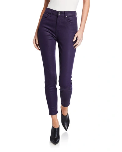 Shop 7 For All Mankind High-rise Faux-pocket Skinny Pants In Royal Purple