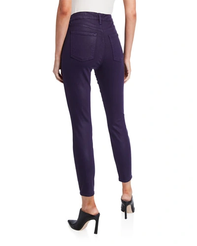 Shop 7 For All Mankind High-rise Faux-pocket Skinny Pants In Royal Purple