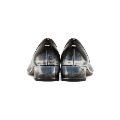 Shop Maison Margiela Black And Silver Spray Tabi Ballerina Flats In H1130 Silve