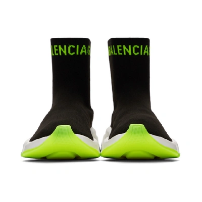 Shop Balenciaga Black And Yellow Logo Speed Sneakers In 1047 Blk/ye