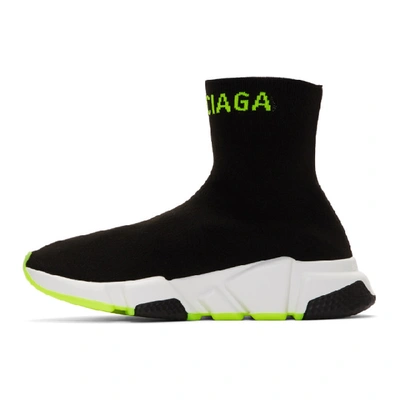 Shop Balenciaga Black And Yellow Logo Speed Sneakers In 1047 Blk/ye