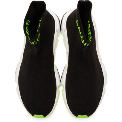 Shop Balenciaga Black And Yellow Logo Speed Sneakers In 1047 Blk/ye