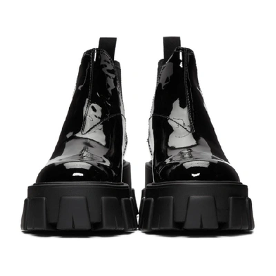 Shop Prada Black Patent Platform Ankle Boots