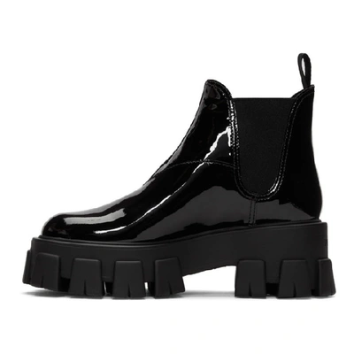 Shop Prada Black Patent Platform Ankle Boots