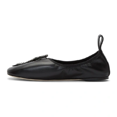 Shop Loewe Black Strassed Bow Ballerina Flats In 1100 Black