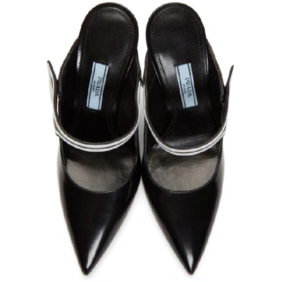 Shop Prada Black Spazzolato Mules