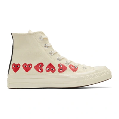 Shop Comme Des Garçons Play Comme Des Garcons Play Off-white Converse Edition Multiple Heart Chuck 70 High Sneakers