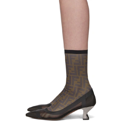 Shop Fendi Black Mesh Forever  Colibri Sock Boots In F0pmm Black