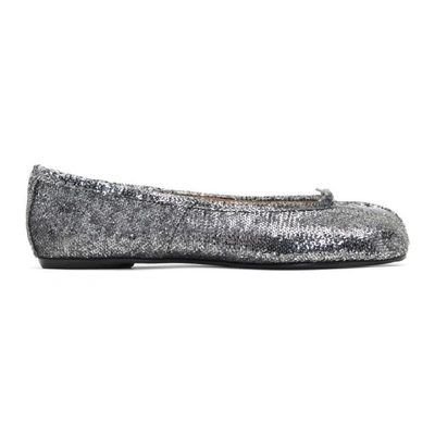 Maison Margiela Tabi Sequin Ballerina Shoes In Silver | ModeSens