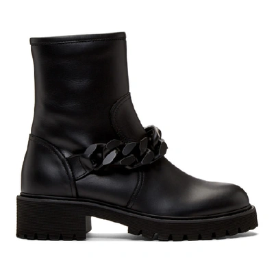 Shop Giuseppe Zanotti Black Chain Strap Combat Boots