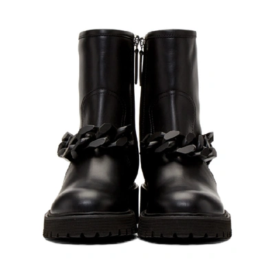 Shop Giuseppe Zanotti Black Chain Strap Combat Boots