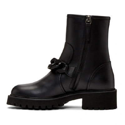 Shop Giuseppe Zanotti Black Chain Strap Combat Boots